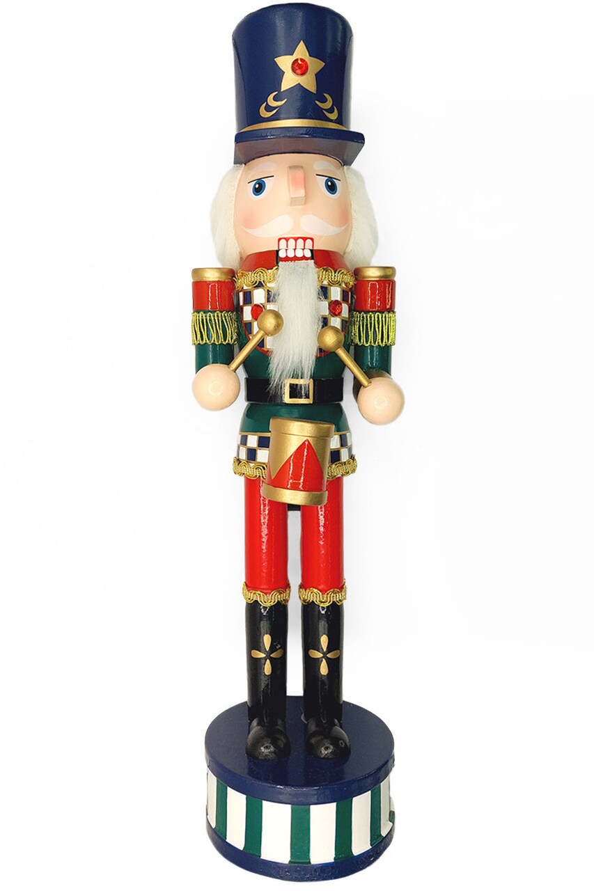 Christmas Nutcracker the Drummer. Wizardi Classic Wooden Festive Decoration F07M14-36-N01845D